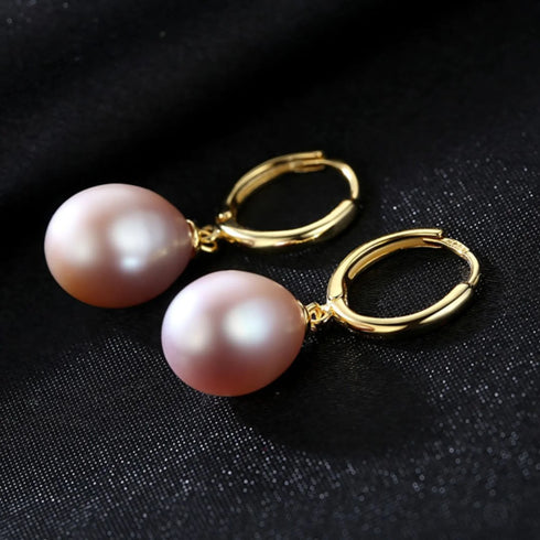 Oval Sterling Silver Pearl Hoop Earrings Ana - Jewelry